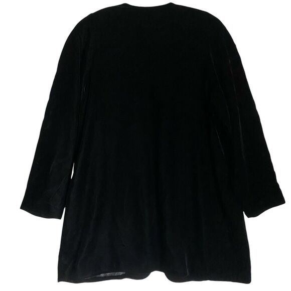 Vintage Velvet Open Front Jacket Duster Women’s L Black Fairy Boho Artsy Glam - Picture 2 of 11